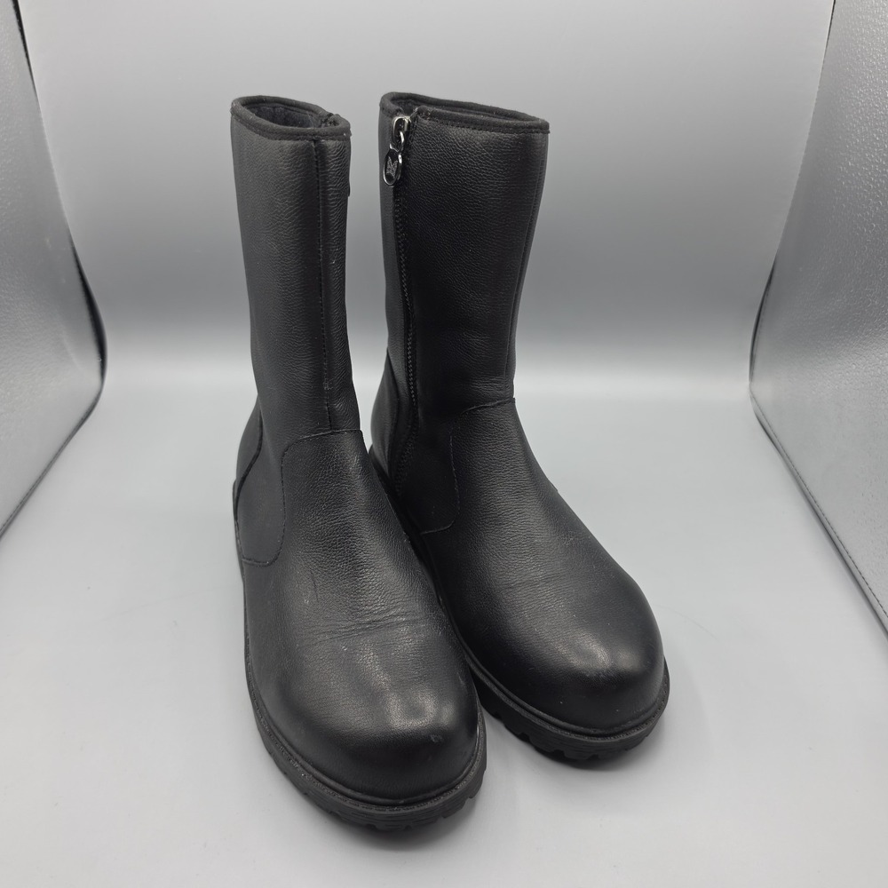 Alegria Boots Womens 37 Black Leather Moto Combat Comfort Zipper Lined